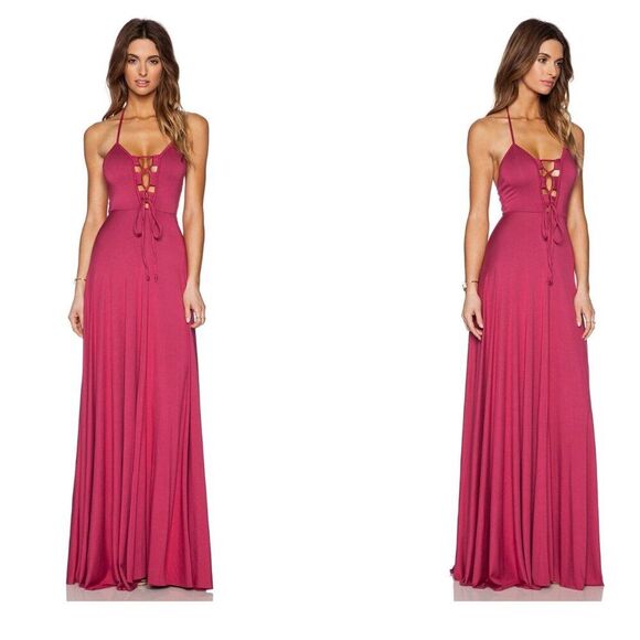 NWT Rachel Pally XS Harrison Lace Up Bust Boho Sexy Halter Maxi Long Gown Dress - Picture 1 of 10